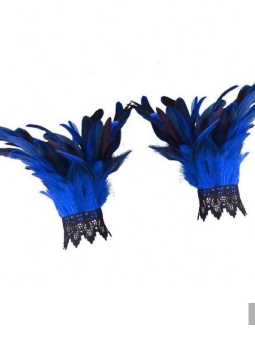 Feather Wrist Cuffs in Blue & Black NWT